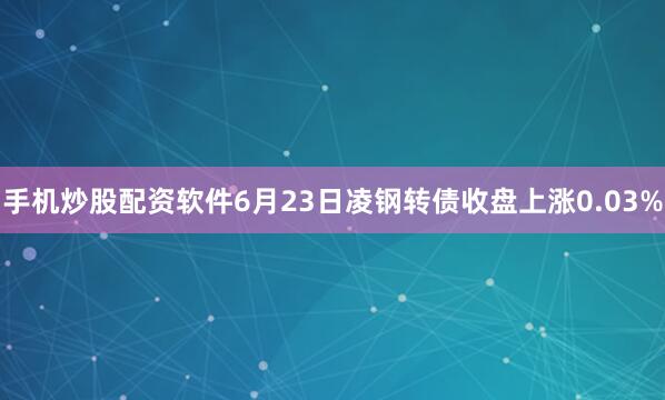 手机炒股配资软件6月23日凌钢转债收盘上涨0.03%